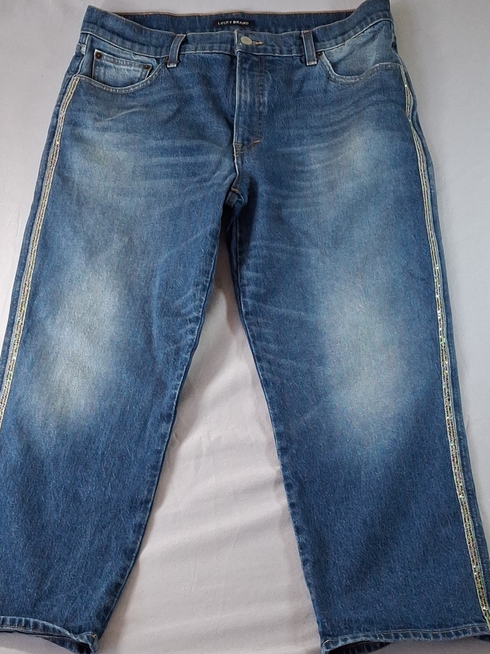 Lucky Brand Blue Denim Cropped Jeans with Side Trim